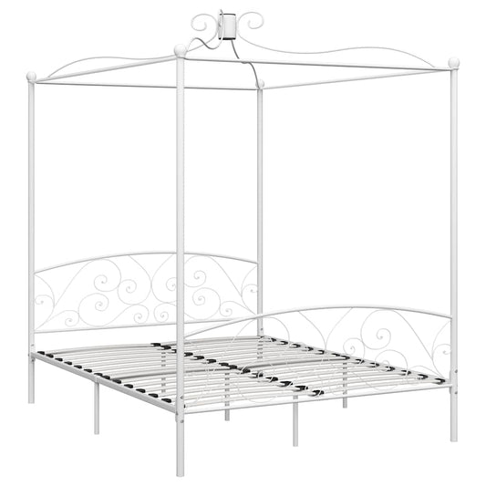 284473 vidaXL Canopy Bed Frame without Mattress White Metal 180x200 cm Super King 284473 vidaXL Canopy Bed Frame without Mattress White Metal 180x200 cm Super King