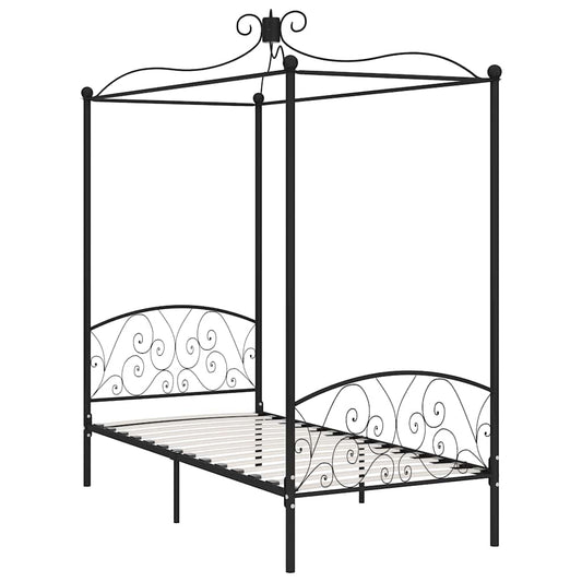 284474 vidaXL Canopy Bed Frame without Mattress Black Metal 90x200 cm 284474 vidaXL Canopy Bed Frame without Mattress Black Metal 90x200 cm