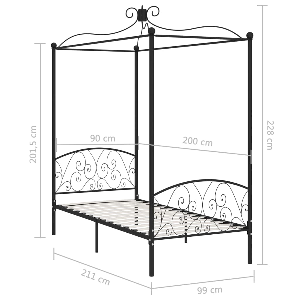Bed Frame | Black | Metal, Plywood | Single | Classic/Traditional