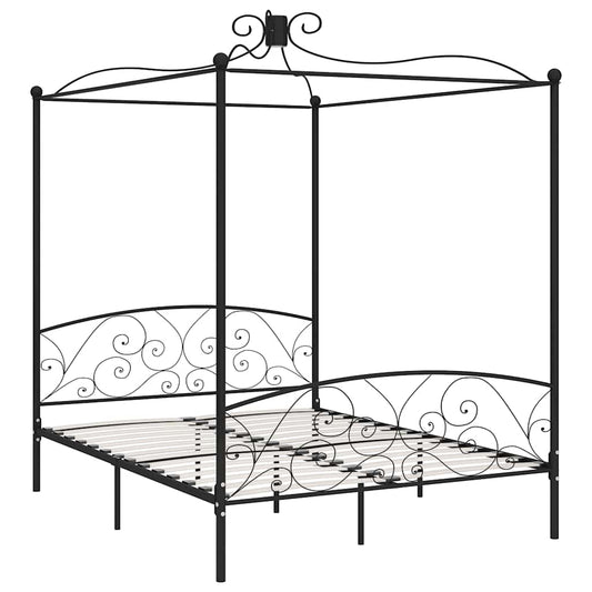 284478 vidaXL Canopy Bed Frame without Mattress Black Metal 160x200 cm 284478 vidaXL Canopy Bed Frame without Mattress Black Metal 160x200 cm