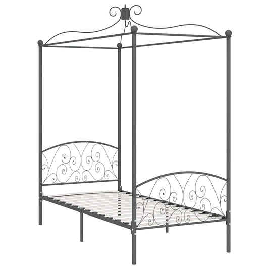 284480 vidaXL Canopy Bed Frame without Mattress Grey Metal 90x200 cm 284480 vidaXL Canopy Bed Frame without Mattress Grey Metal 90x200 cm
