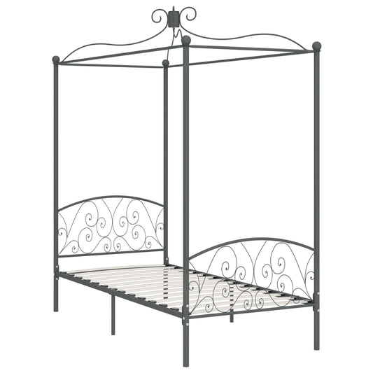 284481 vidaXL Canopy Bed Frame without Mattress Grey Metal 100x200 cm 284481 vidaXL Canopy Bed Frame without Mattress Grey Metal 100x200 cm