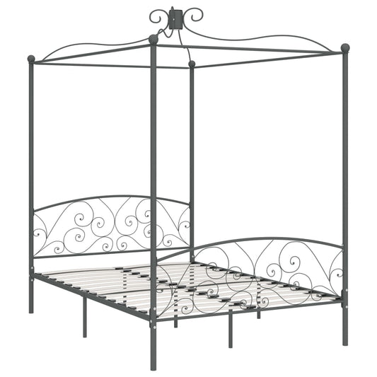 284482 vidaXL Canopy Bed Frame without Mattress Grey Metal 120x200 cm 284482 vidaXL Canopy Bed Frame without Mattress Grey Metal 120x200 cm