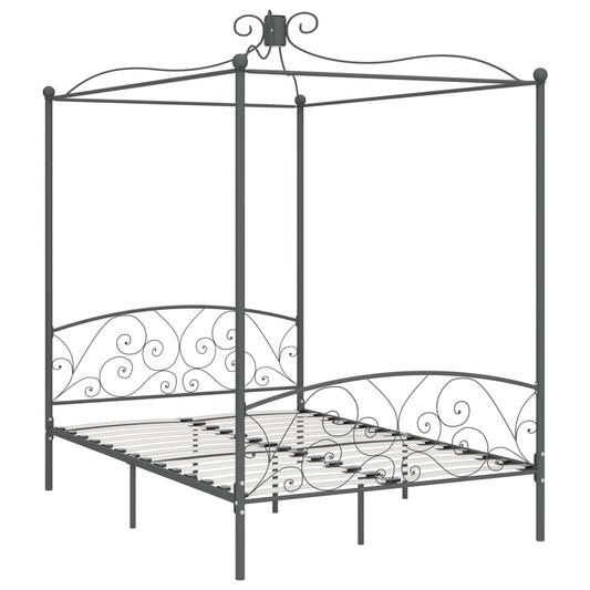 284483 vidaXL Canopy Bed Frame without Mattress Grey Metal 140x200 cm 284483 vidaXL Canopy Bed Frame without Mattress Grey Metal 140x200 cm
