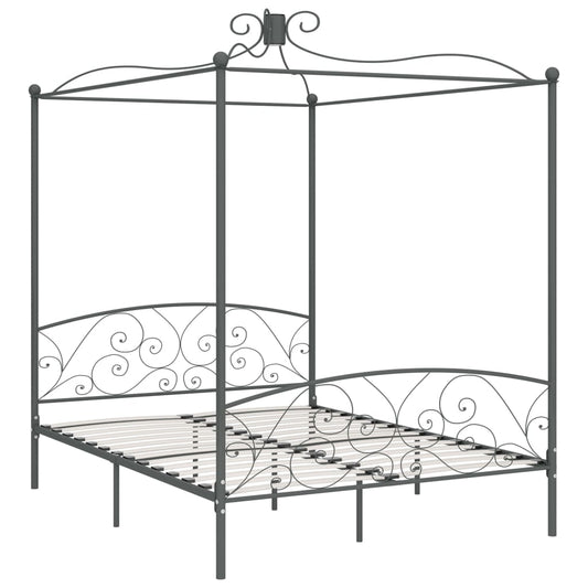 284484 vidaXL Canopy Bed Frame without Mattress Grey Metal 160x200 cm 284484 vidaXL Canopy Bed Frame without Mattress Grey Metal 160x200 cm