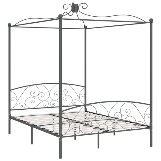 284485 vidaXL Canopy Bed Frame without Mattress Grey Metal 180x200 cm Super King 284485 vidaXL Canopy Bed Frame without Mattress Grey Metal 180x200 cm Super King
