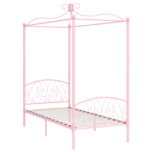 284487 vidaXL Canopy Bed Frame without Mattress Pink Metal 100x200 cm 284487 vidaXL Canopy Bed Frame without Mattress Pink Metal 100x200 cm