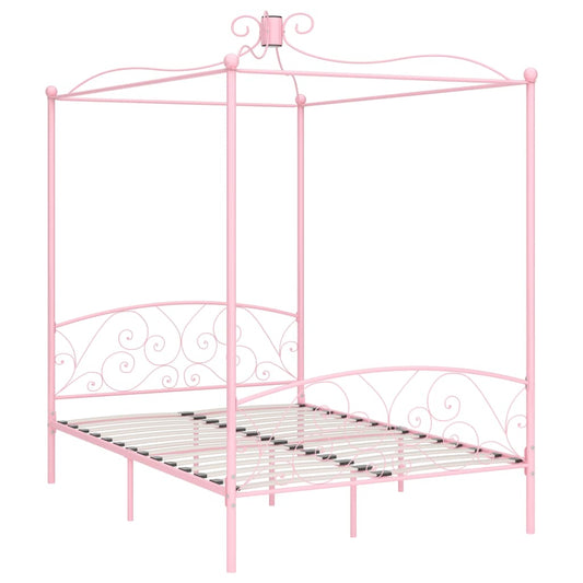 284489 vidaXL Canopy Bed Frame without Mattress Pink Metal 140x200 cm 284489 vidaXL Canopy Bed Frame without Mattress Pink Metal 140x200 cm
