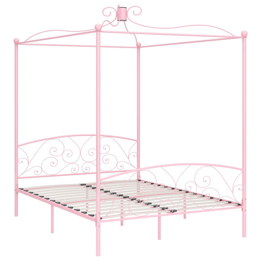 284490 vidaXL Canopy Bed Frame without Mattress Pink Metal 160x200 cm 284490 vidaXL Canopy Bed Frame without Mattress Pink Metal 160x200 cm
