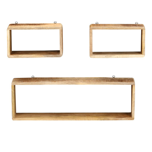 3 Piece Wall Cube Shelf Set Soild Mango Wood 3 Piece Wall Cube Shelf Set Soild Mango Wood