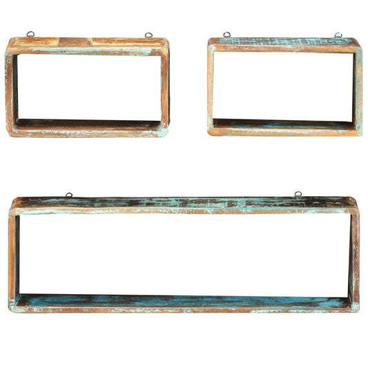 3 Piece Wall Cube Shelf Set Soild Reclaimed Wood 3 Piece Wall Cube Shelf Set Soild Reclaimed Wood