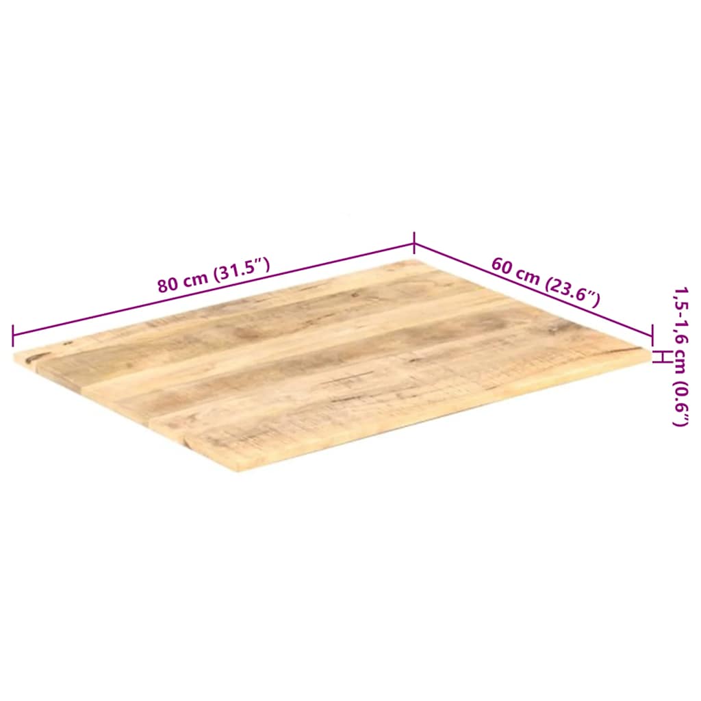 Table Top | Each piece is unique | Solid mango wood | 80 x 60 cm