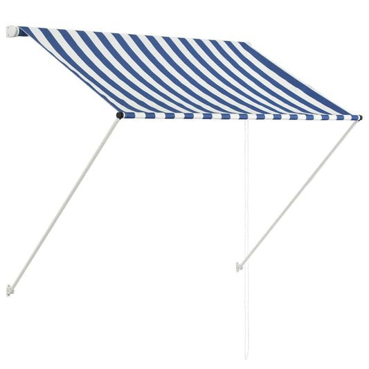 Retractable Awning 100x150 cm Blue and White Retractable Awning 100x150 cm Blue and White