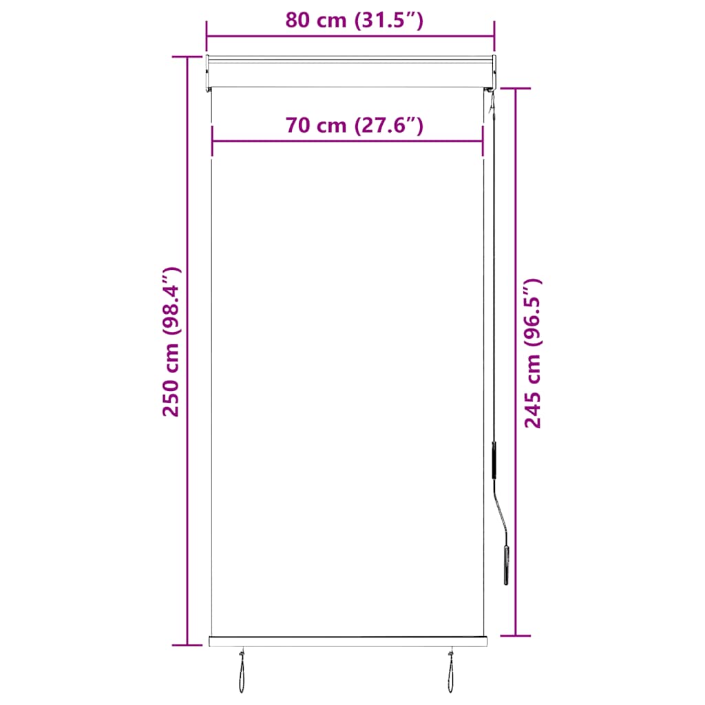145950 vidaXL Outdoor Roller Blind 80x250 cm Yellow and Blue