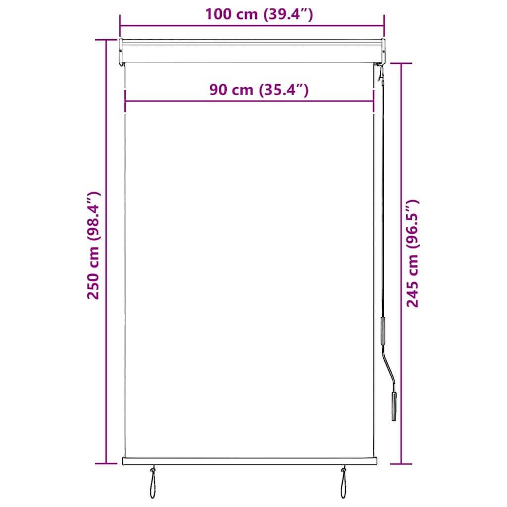 145956 vidaXL Outdoor Roller Blind 100x250 cm Yellow and Blue