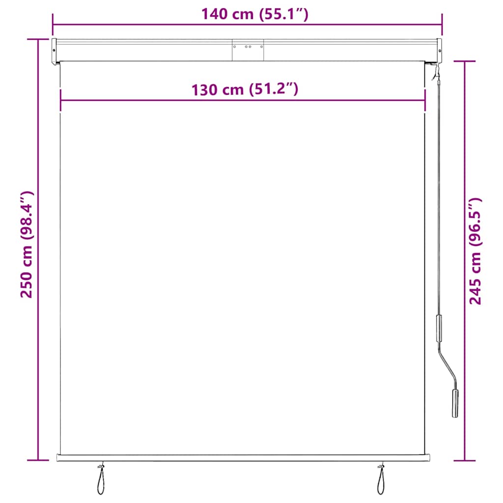 145972 vidaXL Outdoor Roller Blind 140x250 cm Orange and Brown