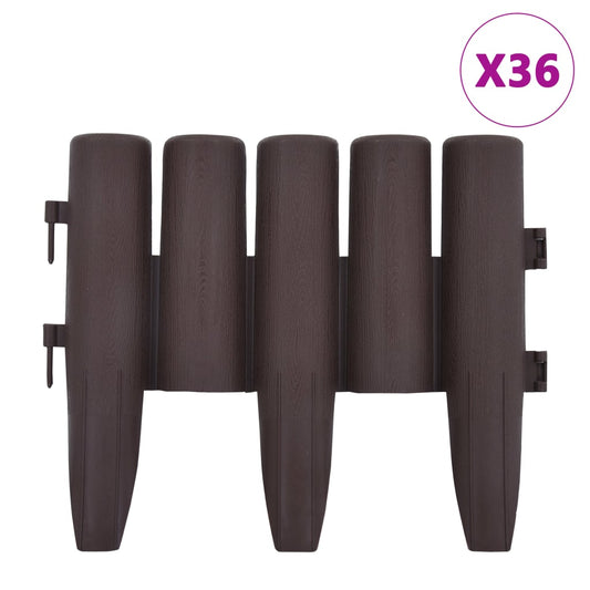 Lawn Edgings 36 pcs Brown 10 m PP Lawn Edgings 36 pcs Brown 10 m PP