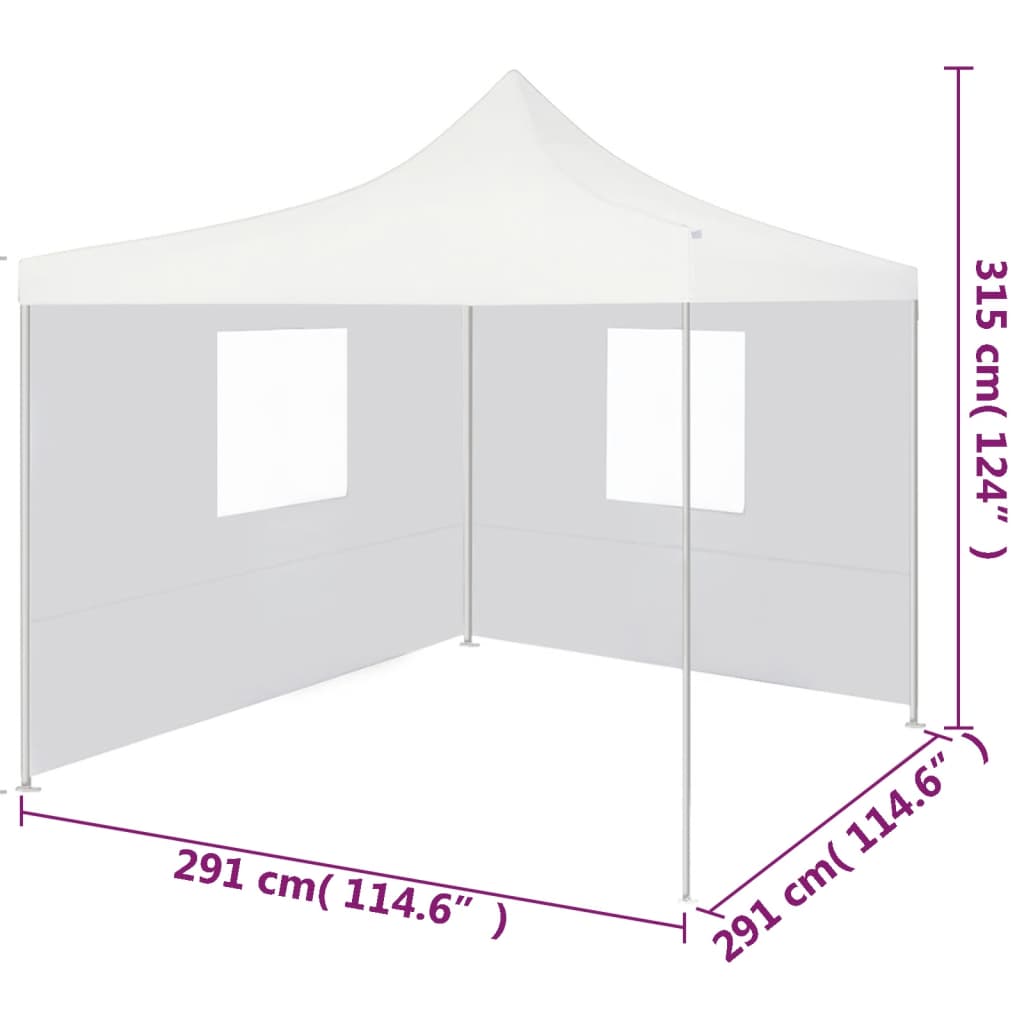 48862 vidaXL Professional Folding Party Tent with 2 Sidewalls 3x3 m Steel White