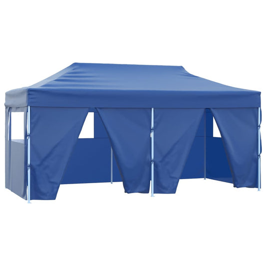 Professional Folding Party Tent with 4 Sidewalls 3x6 m Steel Blue Professional Folding Party Tent with 4 Sidewalls 3x6 m Steel Blue