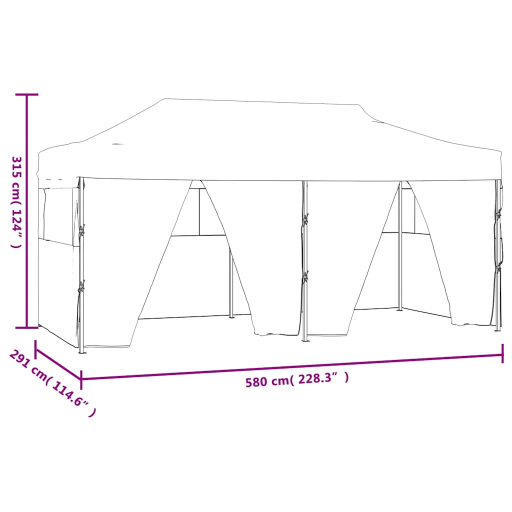 Professional Folding Party Tent with 4 Sidewalls 3x6 m Steel Anthracite