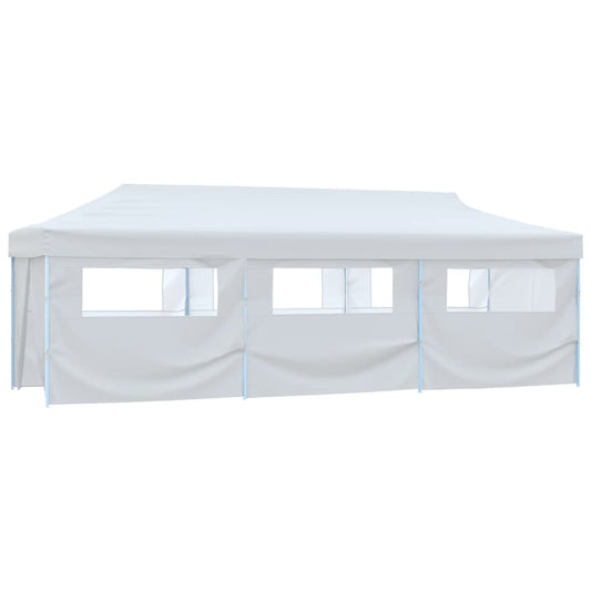 Folding Pop-up Party Tent with 8 Sidewalls 3x9 m White Folding Pop-up Party Tent with 8 Sidewalls 3x9 m White
