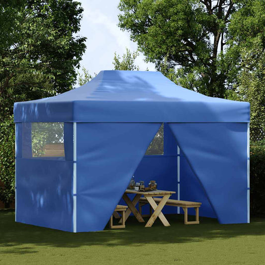Professional Folding Party Tent with 4 Sidewalls 3x4 m Steel Blue Professional Folding Party Tent with 4 Sidewalls 3x4 m Steel Blue