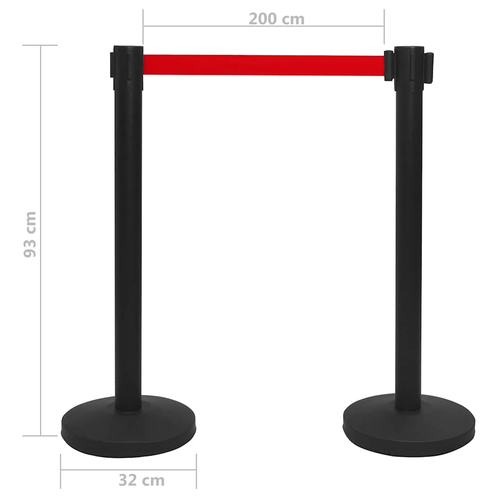 Stanchion with Belt Airport Barrier Steel Black