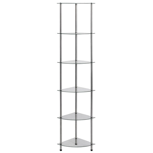 6-Tier Shelf Transparent 30x30x160 cm Tempered Glass 6-Tier Shelf Transparent 30x30x160 cm Tempered Glass