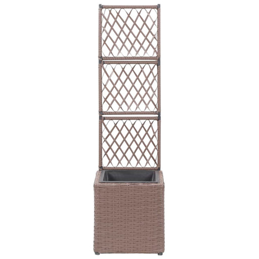 Trellis Raised Bed with 1 Pot 30x30x107 cm Poly Rattan Brown Trellis Raised Bed with 1 Pot 30x30x107 cm Poly Rattan Brown