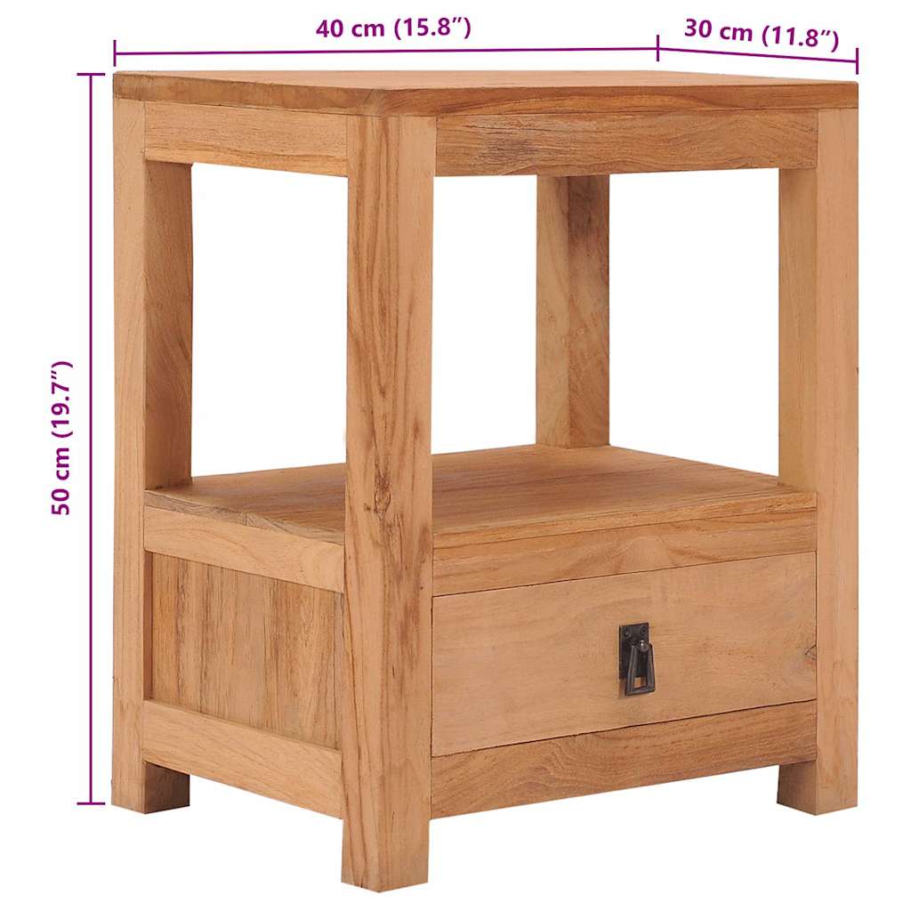 287228 vidaXL Bedside Cabinet 40x30x50 cm Solid Teak Wood