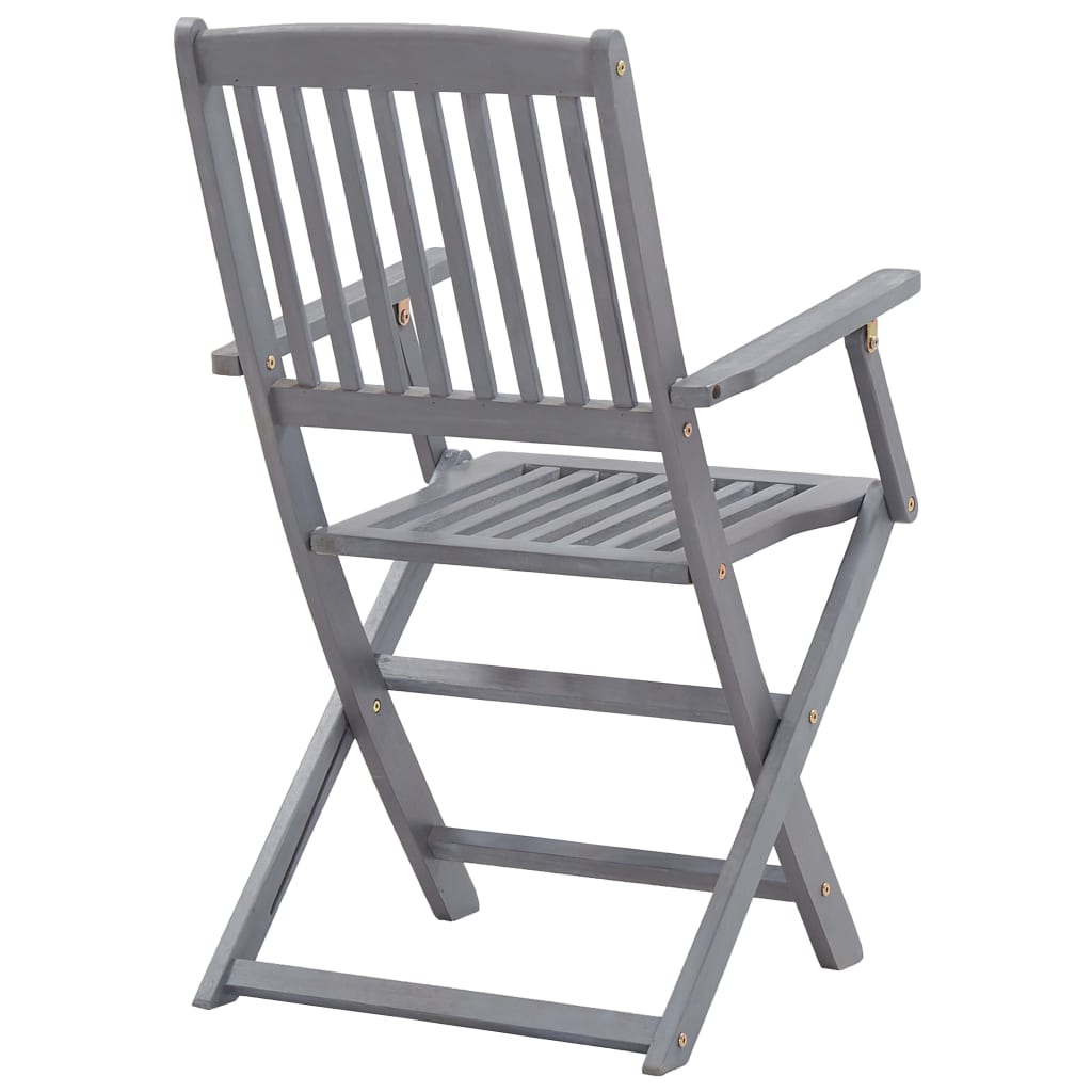 Garden Dining Set | Grey | Solid acacia wood | Medium | Foldable