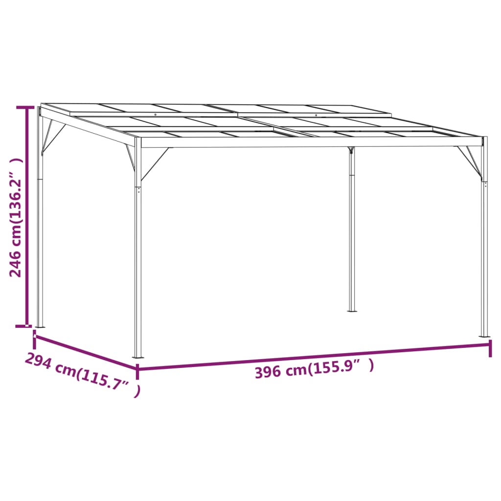 Gazebo with Roof Anthracite 4x3x2.5 m Aluminium and Steel