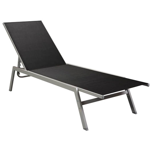 Sun Lounger Steel and Textilene Black Sun Lounger Steel and Textilene Black