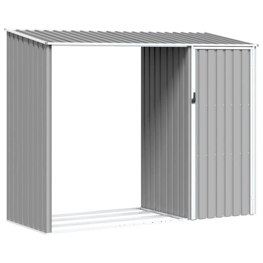 Garden Firewood Shed Grey 245x98x159 cm Galvanised Steel Garden Firewood Shed Grey 245x98x159 cm Galvanised Steel