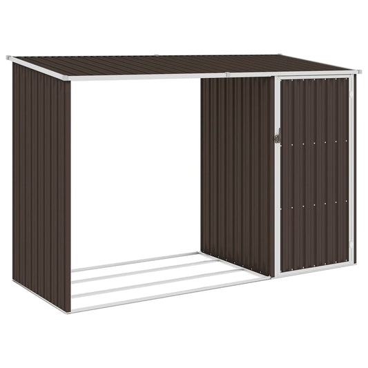 Garden Firewood Shed Brown 245x98x159 cm Galvanised Steel Garden Firewood Shed Brown 245x98x159 cm Galvanised Steel