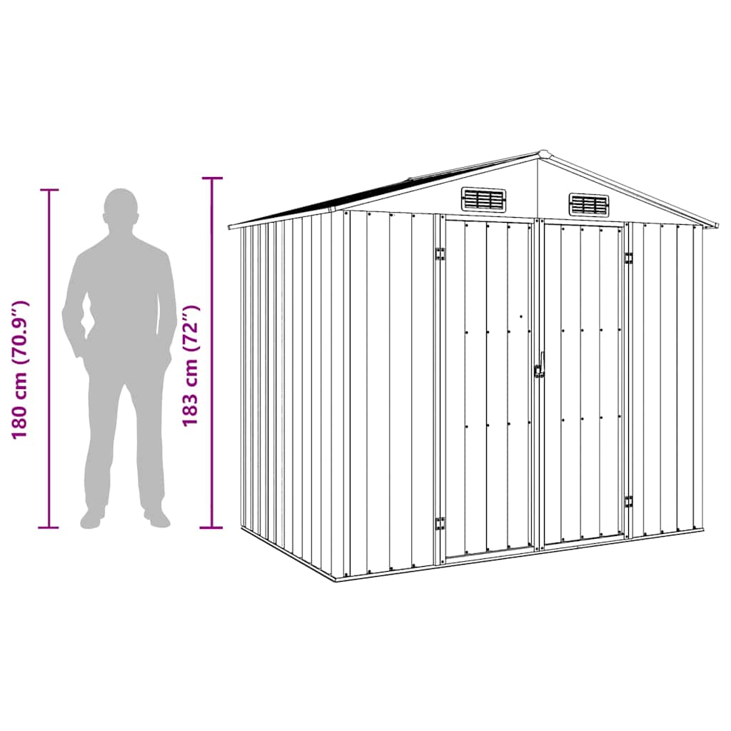 Garden Shed Anthracite 205x129x183 cm Galvanised Steel