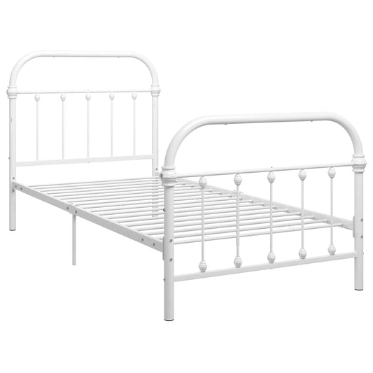 Bed Frame without Mattress White Metal 90x200 cm Bed Frame without Mattress White Metal 90x200 cm