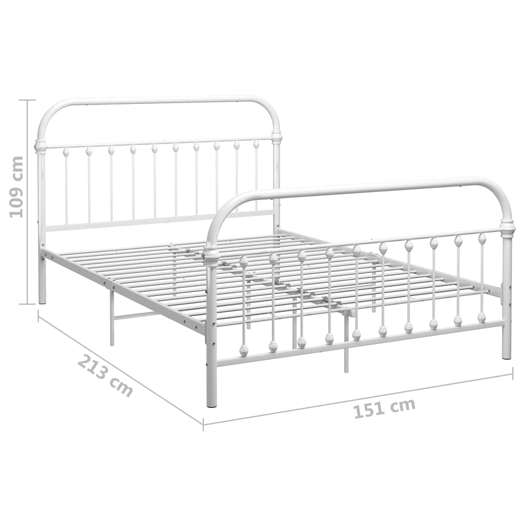 Bed Frame without Mattress White Metal 140x200 cm