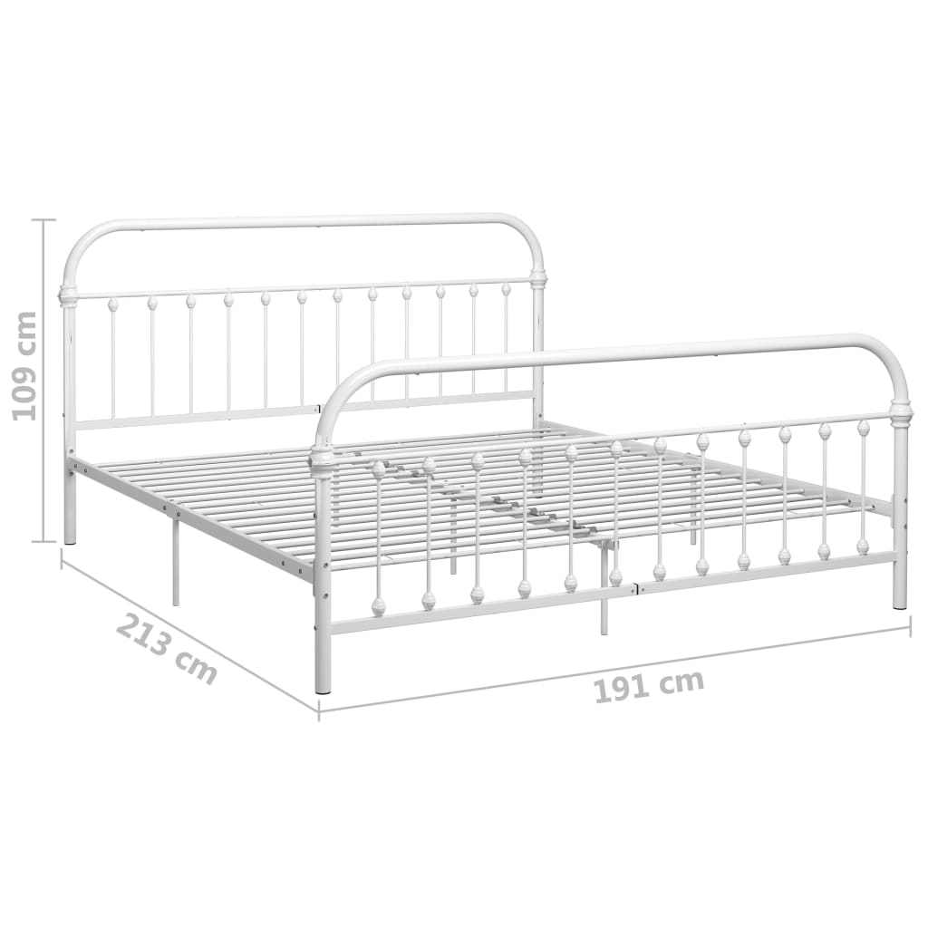 Bed Frame without Mattress with Headboard White 180x200 cm Super King Metal