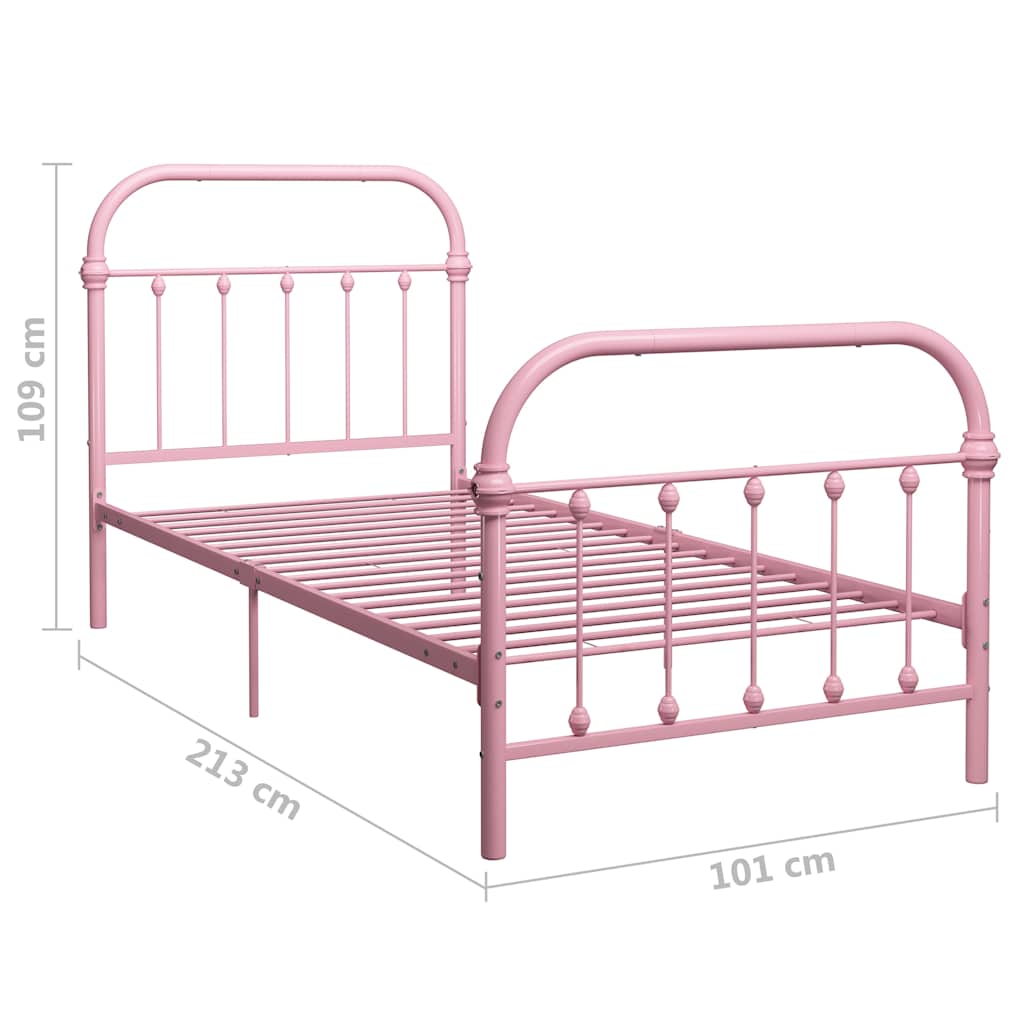 Bed Frame without Mattress Pink Metal 90x200 cm