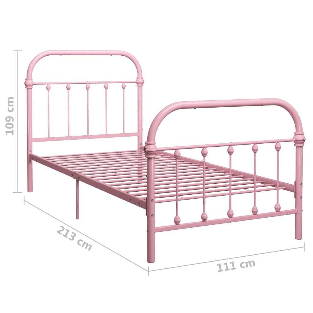 284511 vidaXL Bed Frame without Mattress Pink Metal 100x200 cm