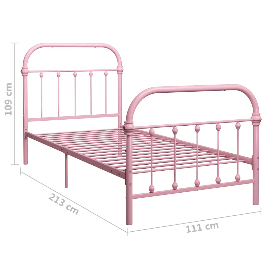 Bed Frame without Mattress Pink Metal 100x200 cm
