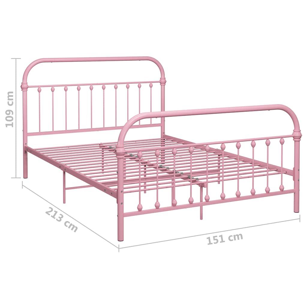 Bed Frame without Mattress Pink Metal 140x200 cm