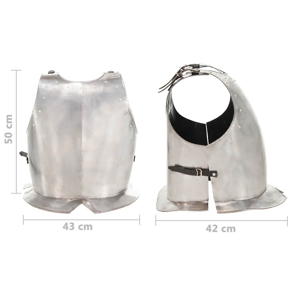286121 vidaXL Medieval Knight Body Armour Cuirass Replica LARP Silver Steel