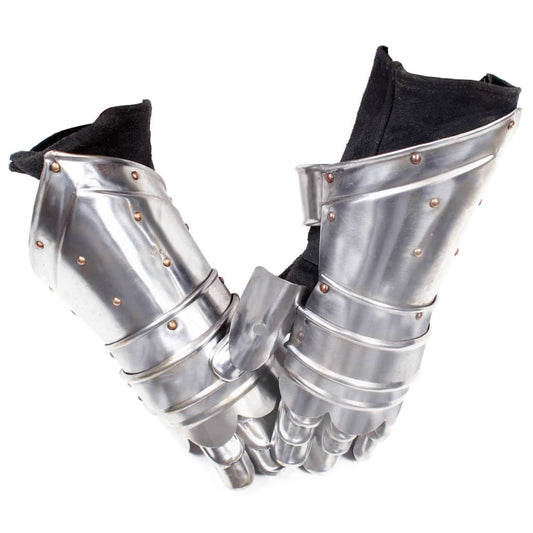 Medieval Knight Gauntlets Replica LARP Silver Steel Medieval Knight Gauntlets Replica LARP Silver Steel