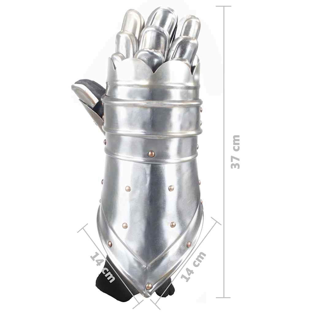 286207 vidaXL Medieval Knight Gauntlets Replica LARP Silver Steel