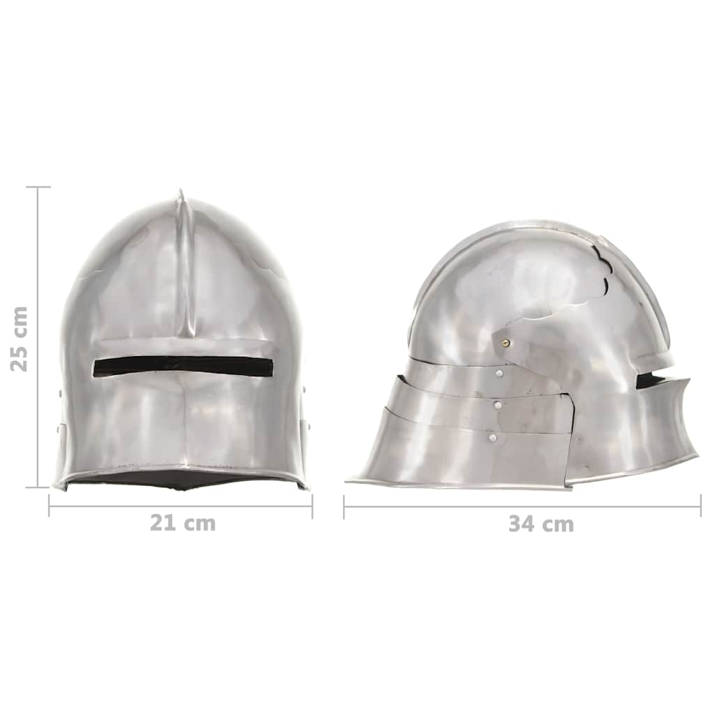 Medieval Knight Helmet Antique Replica LARP Silver Steel
