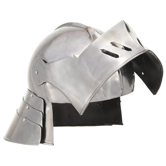 Medieval Knight Helmet Antique Replica LARP Silver Steel Medieval Knight Helmet Antique Replica LARP Silver Steel