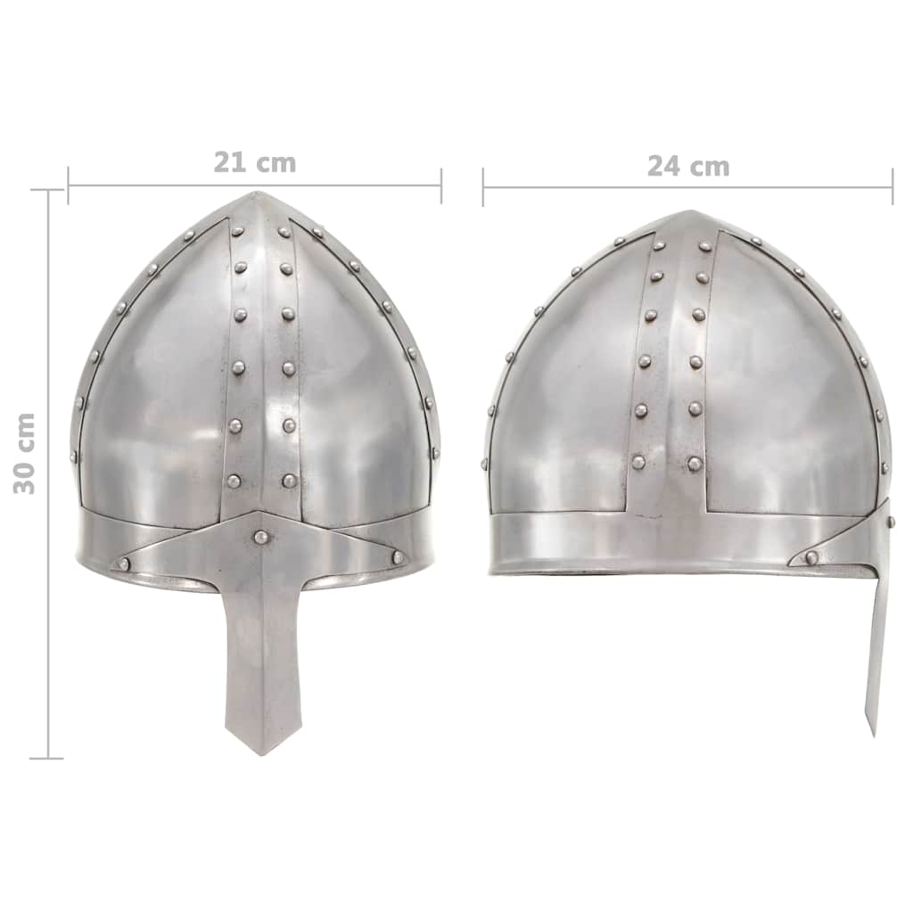 286216 vidaXL Medieval Knight Helmet Antique Replica LARP Silver Steel