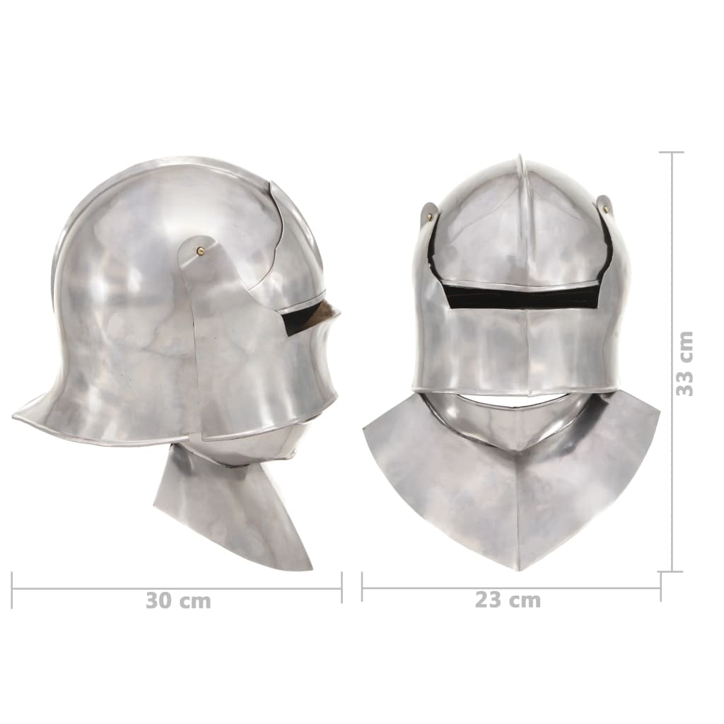 286220 vidaXL Medieval Knight Helmet Antique Replica LARP Silver Steel